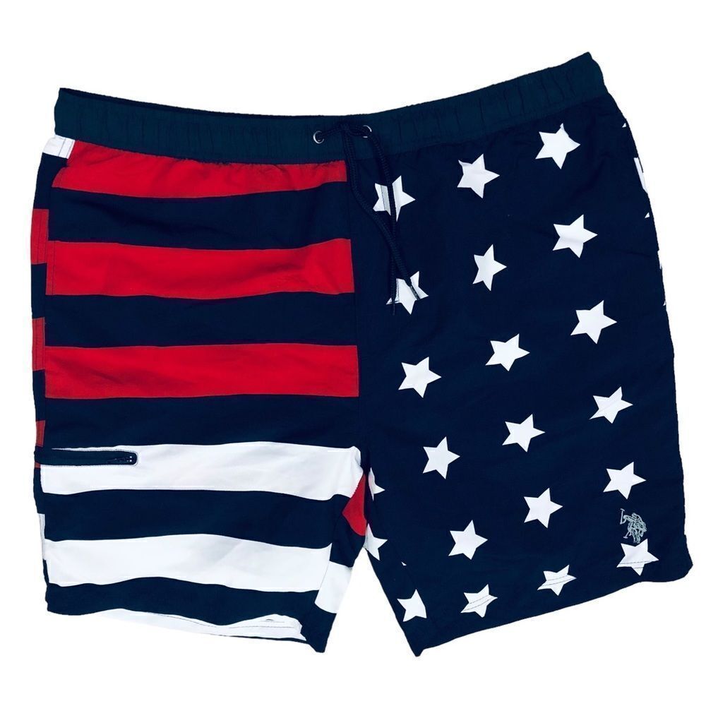U.S. Polo Assn Stars & Stripes Embroidered Logo Men’s Swim Trunks Size XL